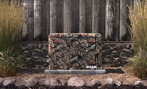 Kohler home standby generator with Mossy Oak finish