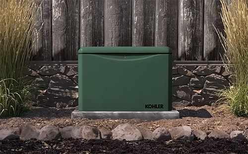Kohler 26 kW Home Standby Generator with green cabinet